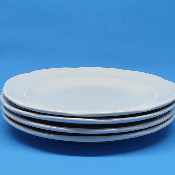 Pottery Barn Outlet White Beaded Scalloped 8" Salad Plates Set of 4 - Picture 8 of 9